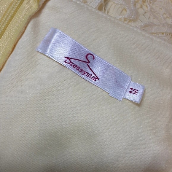 Dressystar Yellow Lace Fit & Flare Dress Women’s Medium Sleeveless V-Neck Summer - Picture 8 of 8